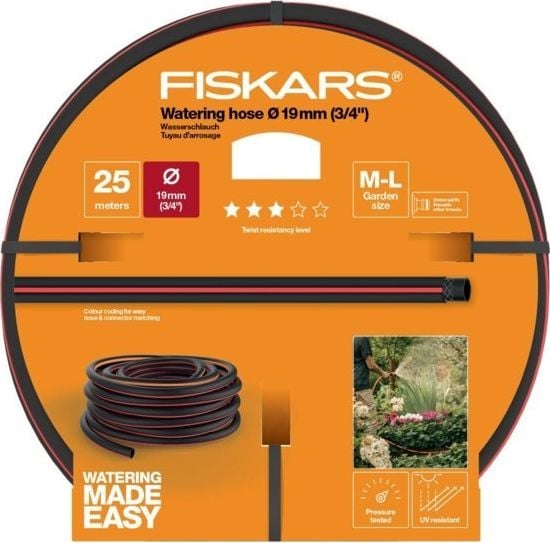 Furtun gradina Fiskars 1027100, 25 m lungime, 19mm (3/4`) diametru, protectie UV