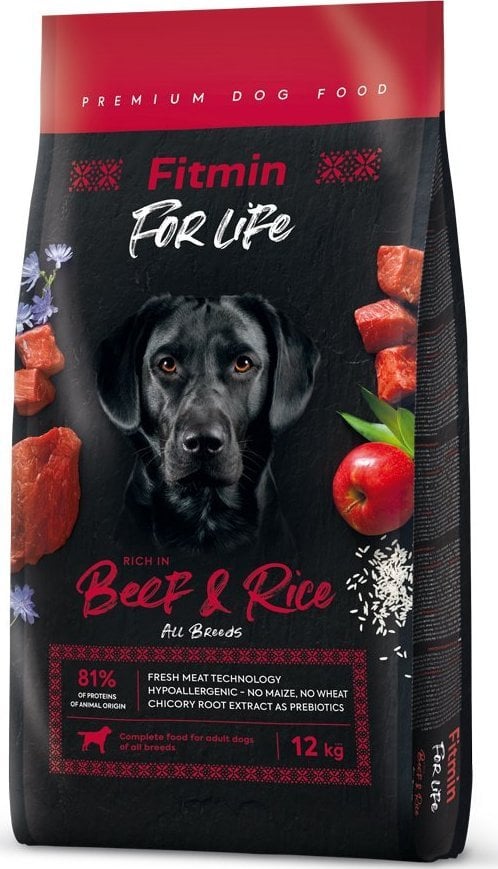Fitmin Hrana uscata pentru caini For Life Carne de vita si orez 12kg