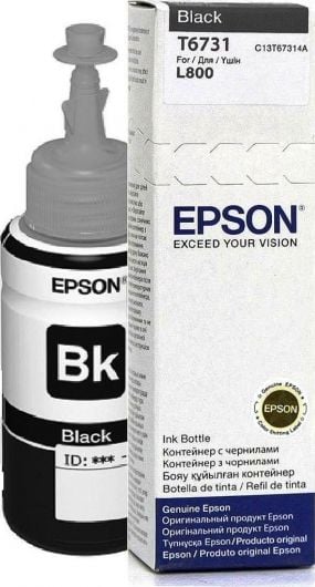 Flacon Epson T6731, original, pentru imprimantele L800, L805, L810, L850, L1800 70 ml, negru