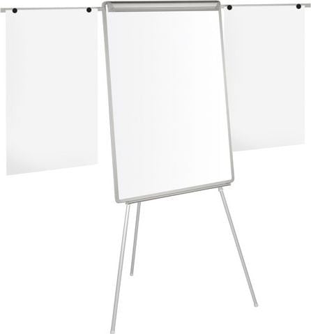 Flipchart magnetic cu rama aluminiu si brate laterale Bi-Office - 105x70 cm