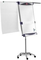 Flipchart magnetic pe rotile Nobo Piranha, 70 x 100 cm, brate laterale retractabile + rigla orizontala