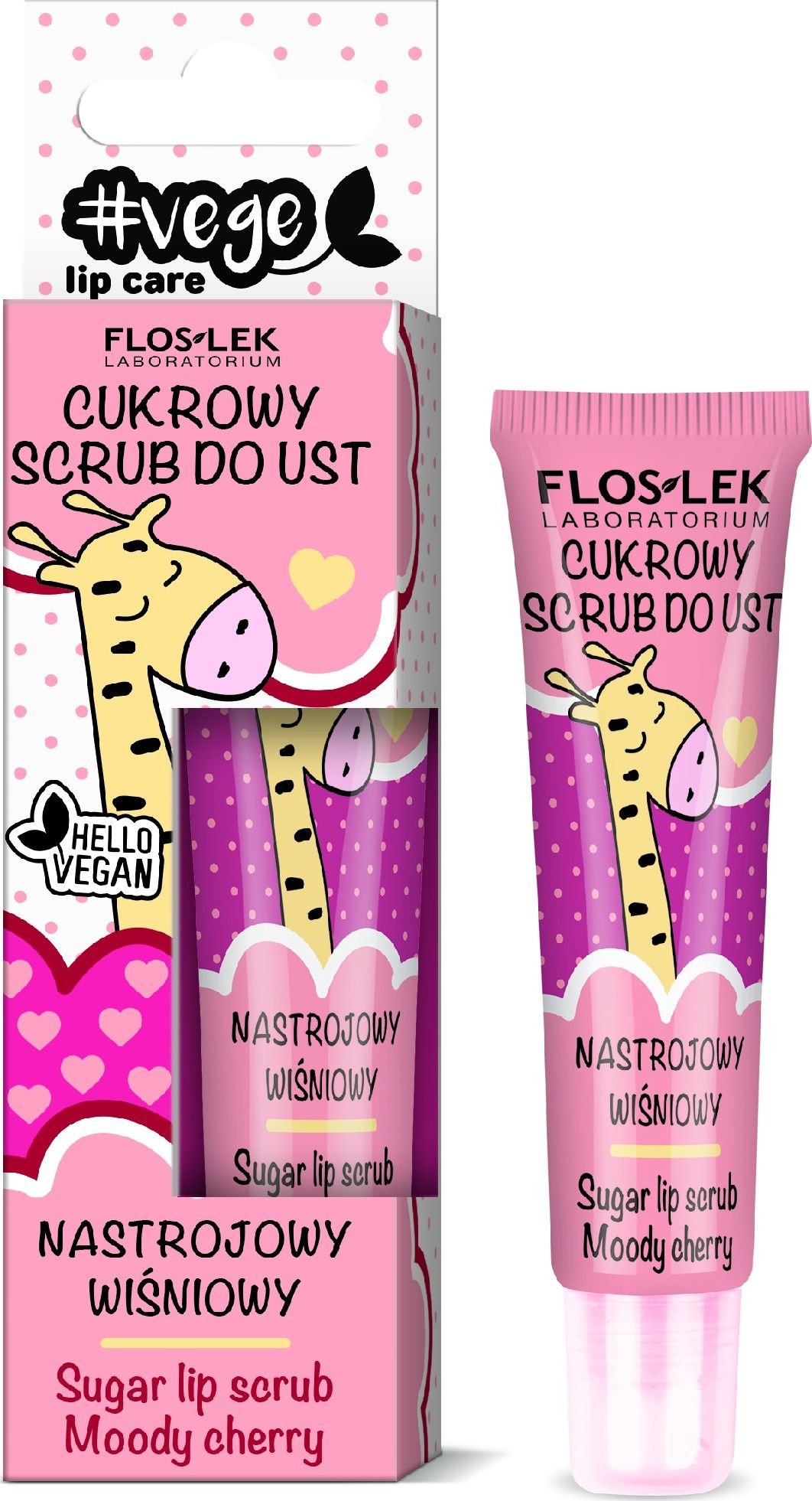 Floslek VEGE LIP CARE Cukrowy scrub do ust nastrojowy wiÅ›niowy 14 g