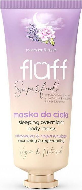 Fluff Super Food Sleeping Overnight Body Mask masca corporala hranitoare si regeneranta Lavanda si Trandafir 150ml