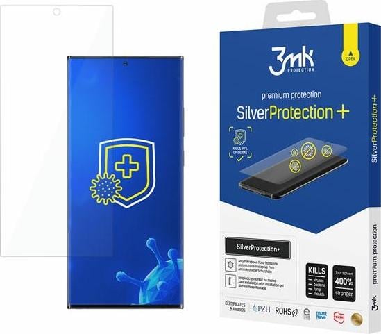 Folie 3mk Silver Protect+, Antimicrobiana, Compatibila Cu Samsung Galaxy S22 Ultra, Transparent