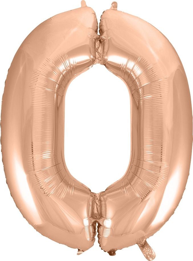 Folie de balon „0“ 92cm roz-auriu