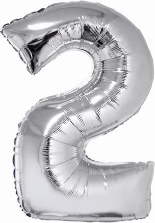 Folie de balon cifre „2“ 85cm de argint