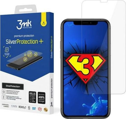 Folie de protectie 3MK Antimicrobiana Silver Protection + pentru iPhone XS Max/11 Pro Max