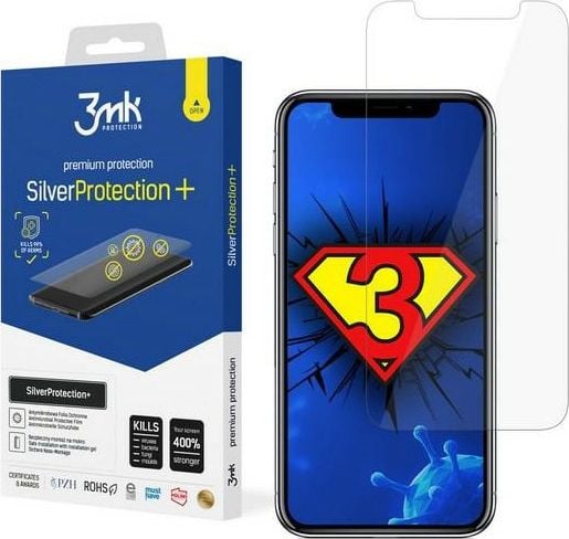 Folie de protectie 3MK Antimicrobiana Silver Protection + pentru iPhone X/XS/11 Pro
