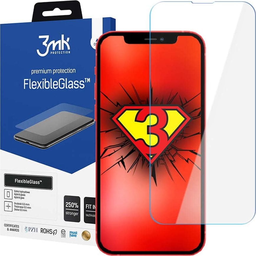 Folie de protectie 3MK FlexibleGlass pentru iPhone 13 Pro Max, Hybrid glass, 7H, 0.3mm, Transparent