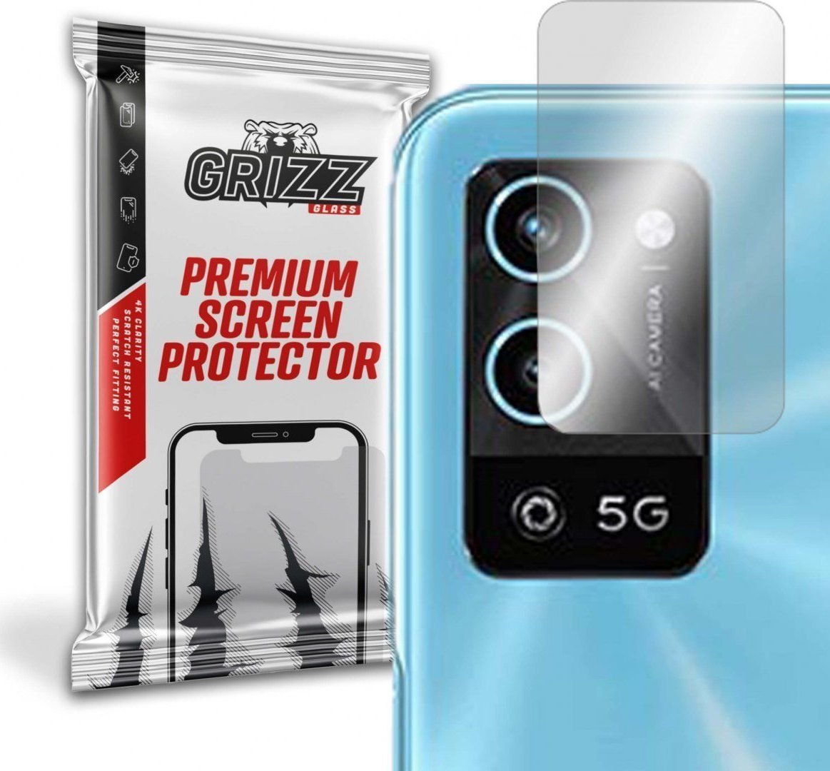 Folie de protectie camera foto, Grizz Glass, Sticla hibrida, Compatibil Oppo A56 5G, Transparent