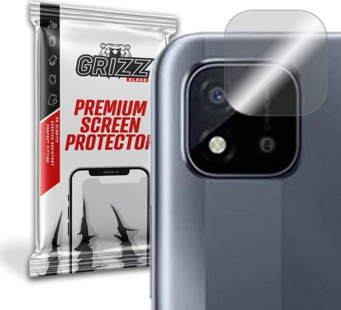 Folie de protectie camera foto Grizz Glass, Sticla hibrida, Compatibil Realme C11, Transparent