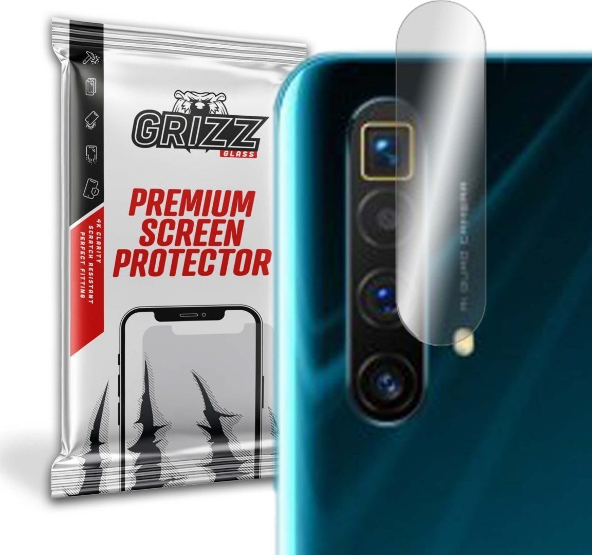 Folie de protectie camera foto, Grizz Glass, Sticla hibrida, Compatibil Realme X3 5G, Transparent
