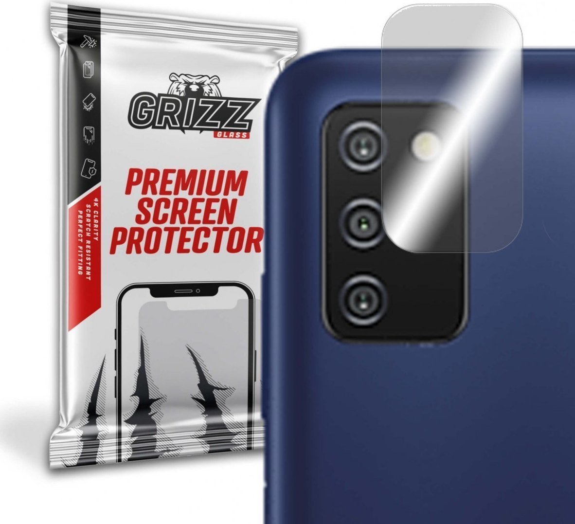 Folie de protectie camera foto, Grizz Glass, Sticla hibrida, Compatibil Samsung Galaxy A02s, Transparent
