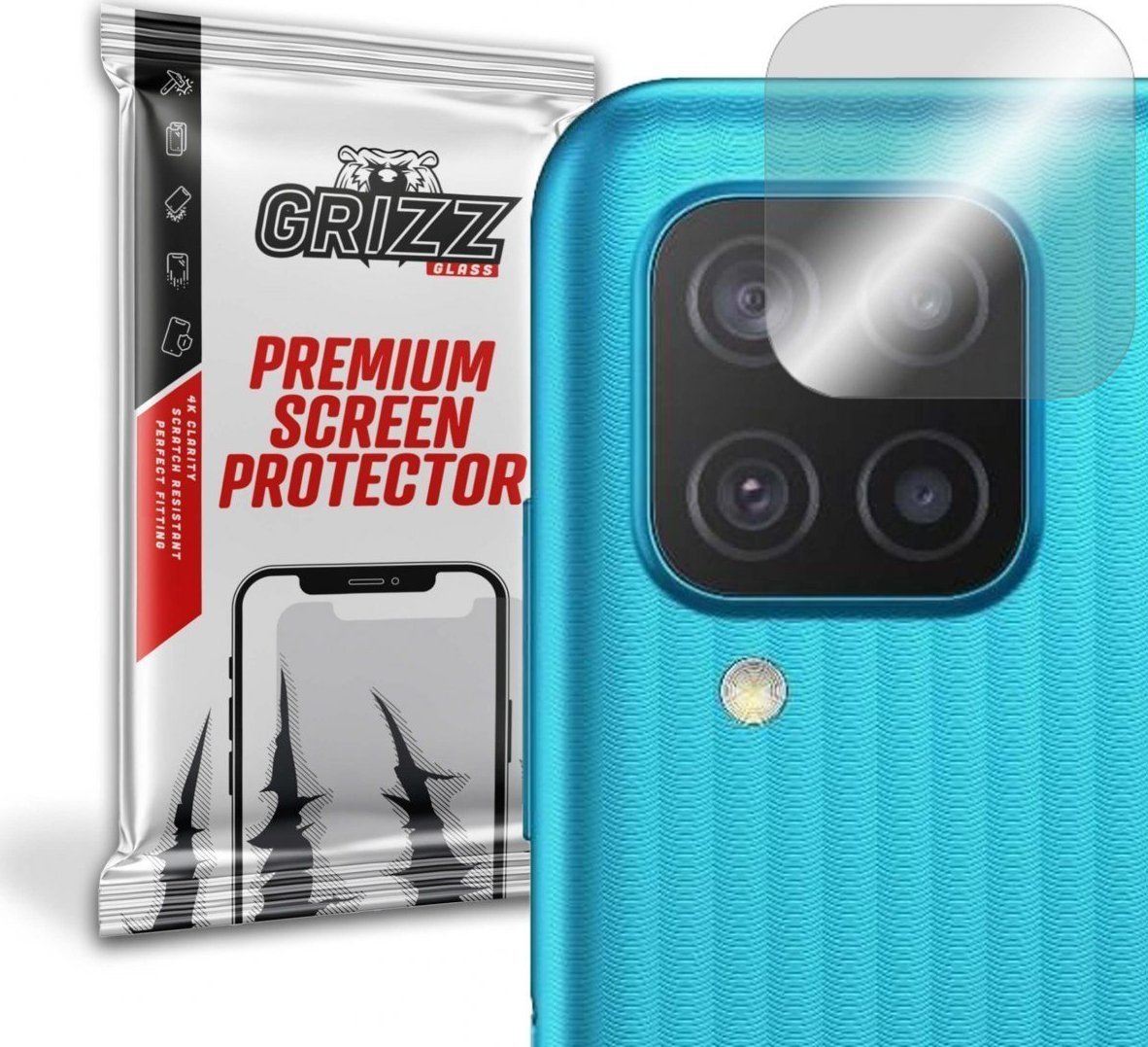 Folie de protectie camera foto, Grizz Glass, Sticla hibrida, Compatibil Samsung Galaxy M12, Transparent