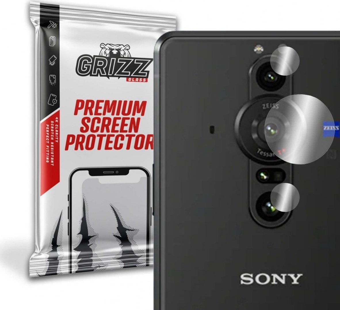 Folie de protectie camera foto, Grizz Glass, Sticla hibrida, Compatibil Sony Xperia Pro-I, Transparent