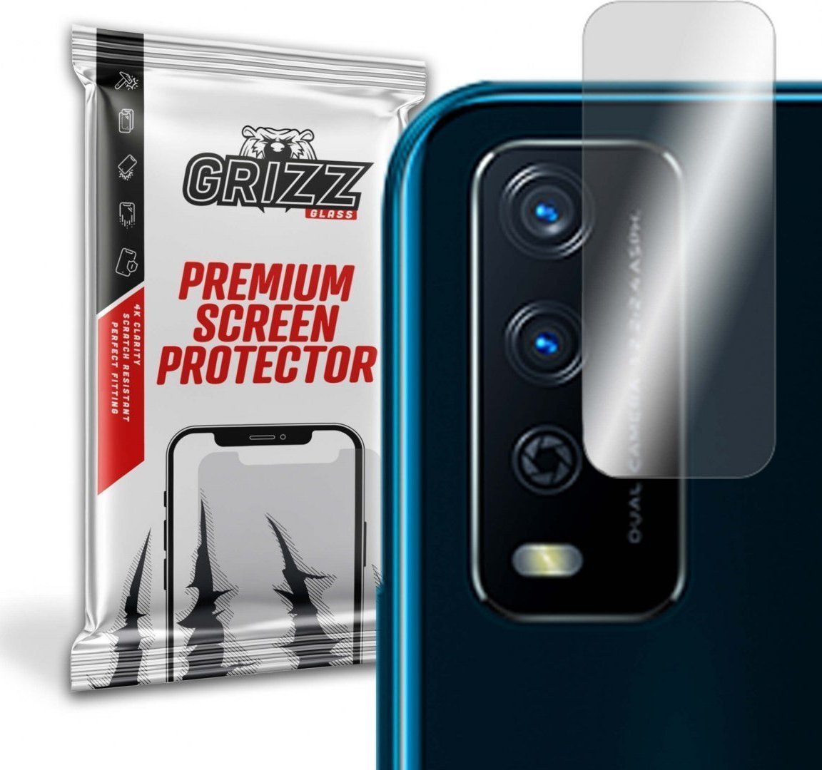 Folie de protectie camera foto Grizz Glass, Sticla hibrida, Compatibil Vivo Y11S, Transparent