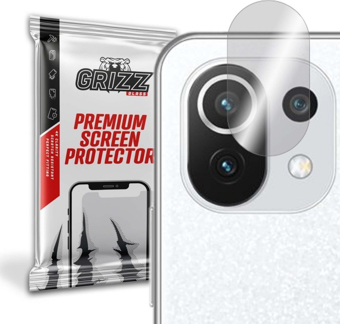 Folie de protectie camera foto, Grizz Glass, Sticla hibrida, Compatibil Xiaomi Mi 11 Lite 5G NE, Transparent