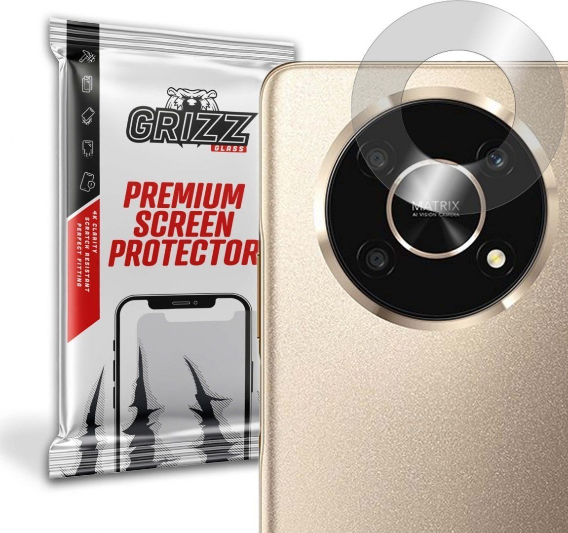Folie de protectie camera foto, GrizzGlass HybridGlass Camera de sticla hibrida pentru lentile pentru Honor X30 5G