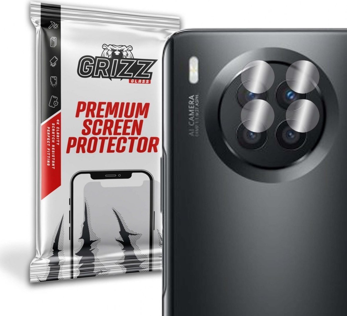 Folie de protectie camera foto, GrizzGlass HybridGlass Camera de sticla hibrida pentru lentile pentru Huawei Nova 8i