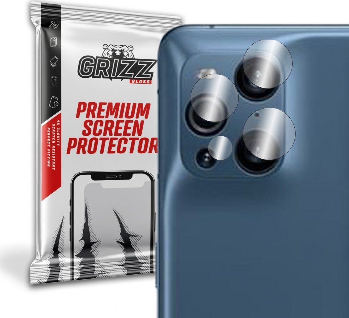 Folie de protectie camera foto, GrizzGlass HybridGlass Camera de sticla hibrida pentru Oppo Find X3 Pro 5G