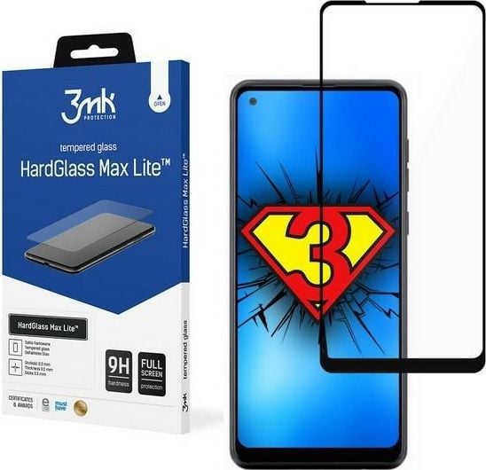 Folie de protectie sticla 3MK Hardglass Max Lite pentru Samsung Galaxy A21s Negru