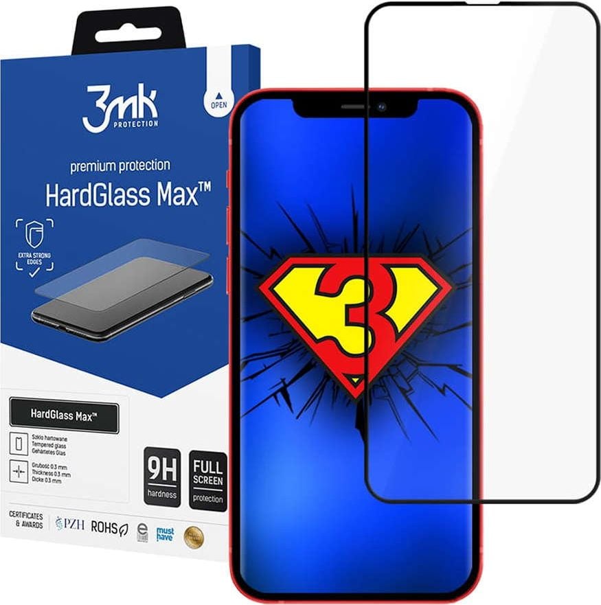 Folie de sticla pentru iPhone 13 3MK HardGlass Max, 9H, Transparent