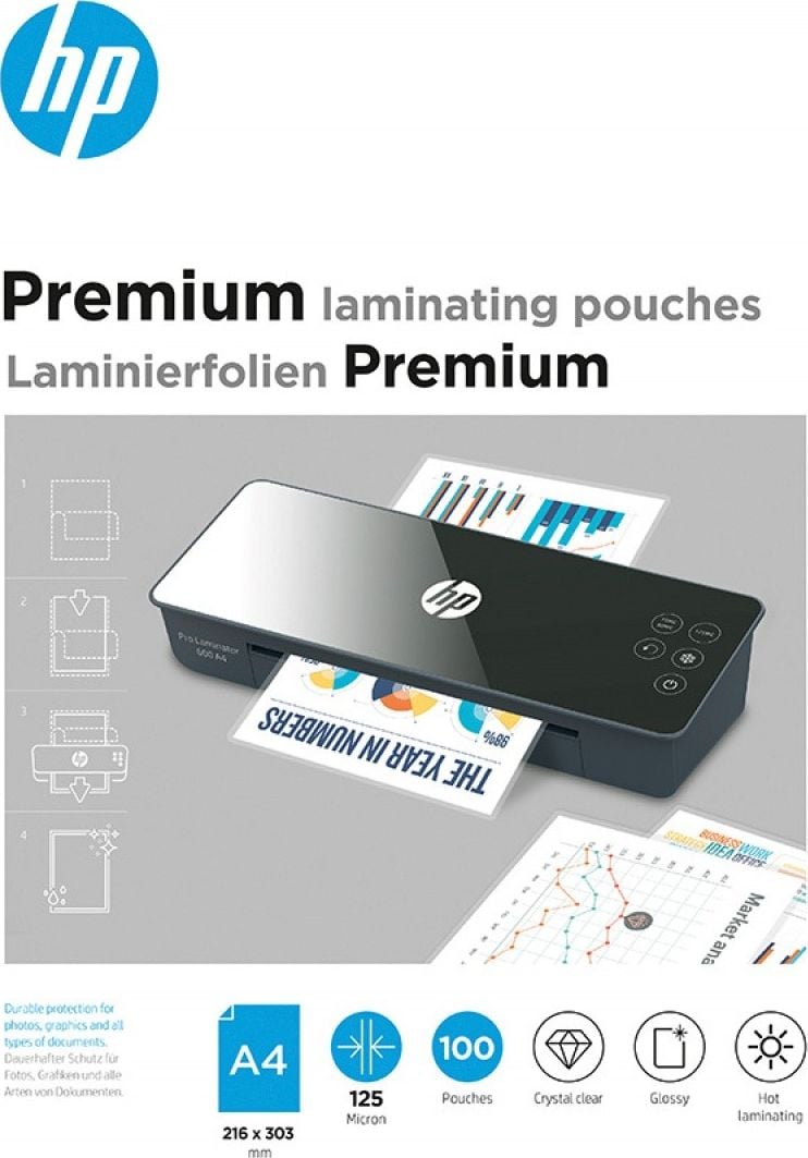 Folie laminare HP Premium, A4, 125 microni