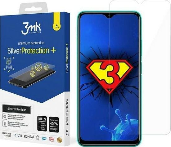 Folie protectie 3MK Silver Protection + pentru Xiaomi Redmi 9T, Antimicrobian, Regenerabil, Transparent
