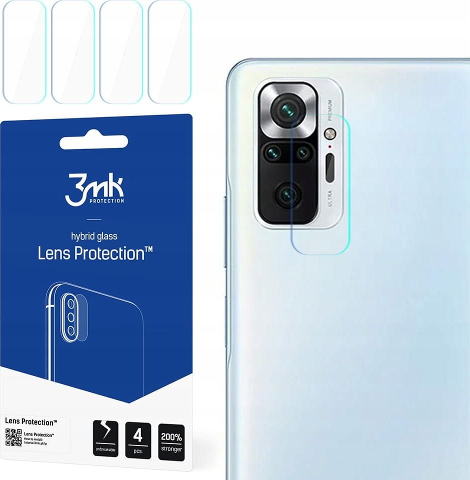 Folie protectie camera foto 3MK Flexible Glass compatibila cu Xiaomi Redmi Note 10 Pro Set 4 bucati