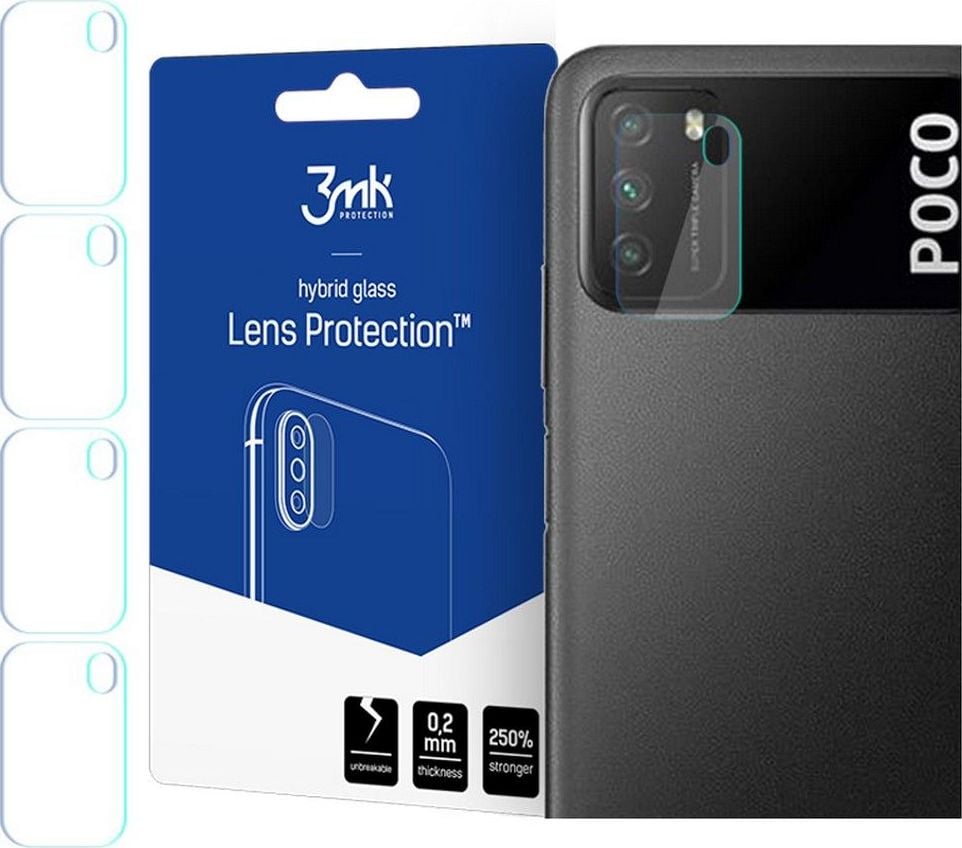 Folie protectie camera foto 3MK Flexible Glass Xiaomi Poco M3 Set 4 bucati