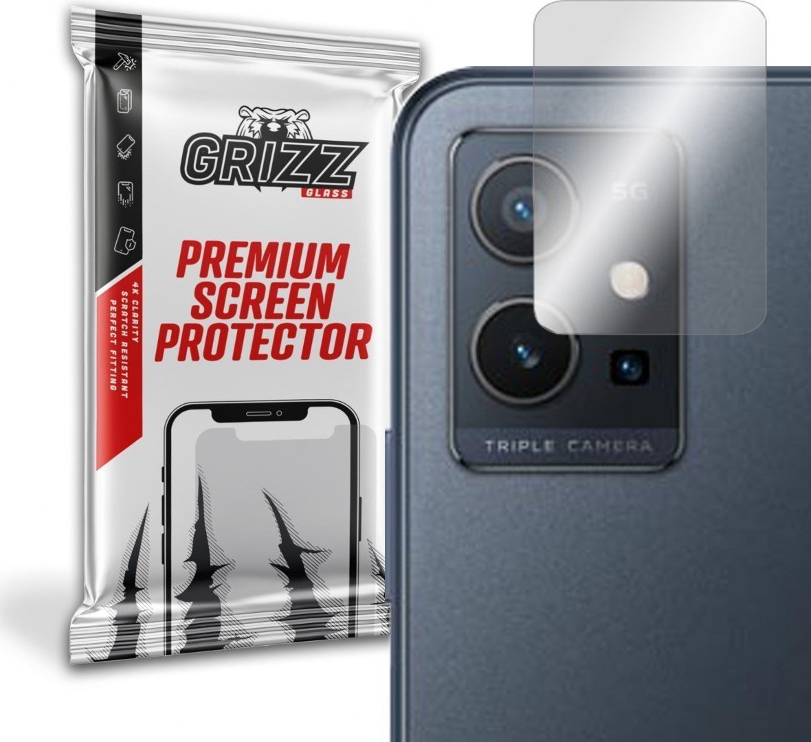 Folie protectie camera foto Vivo Y75 5G Grizz Glass, Sticla, Transparent