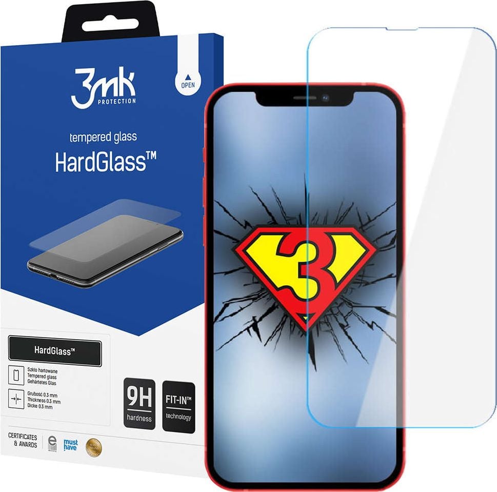 Folie Protectie Ecran 3MK HardGlass pentru iPhone 13 Pro Max, Sticla securizata, 9H, Transparent