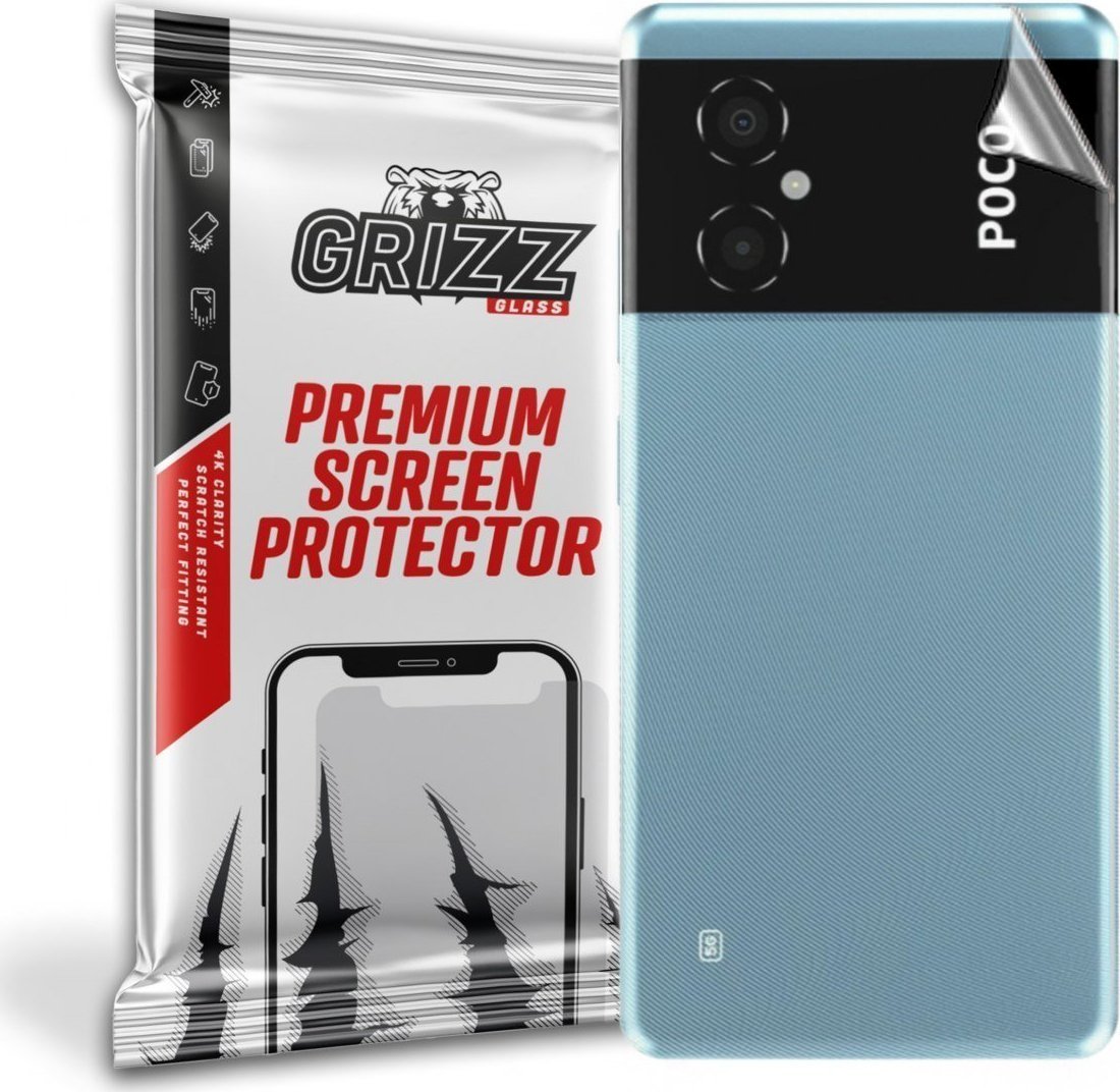 Folie protectie spate GrizzGlass SatinSkin pentru Xiaomi Poco M4 5G, Sticla, Transparent