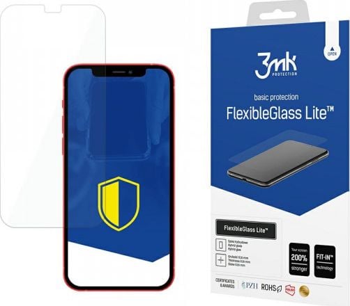 Folie Protectie Sticla Flexibila 3MK Lite pentru iPhone 12 / 12 Pro (6.1`), Tehnologie Fit in, 6H, 0.16 mm, Transparenta