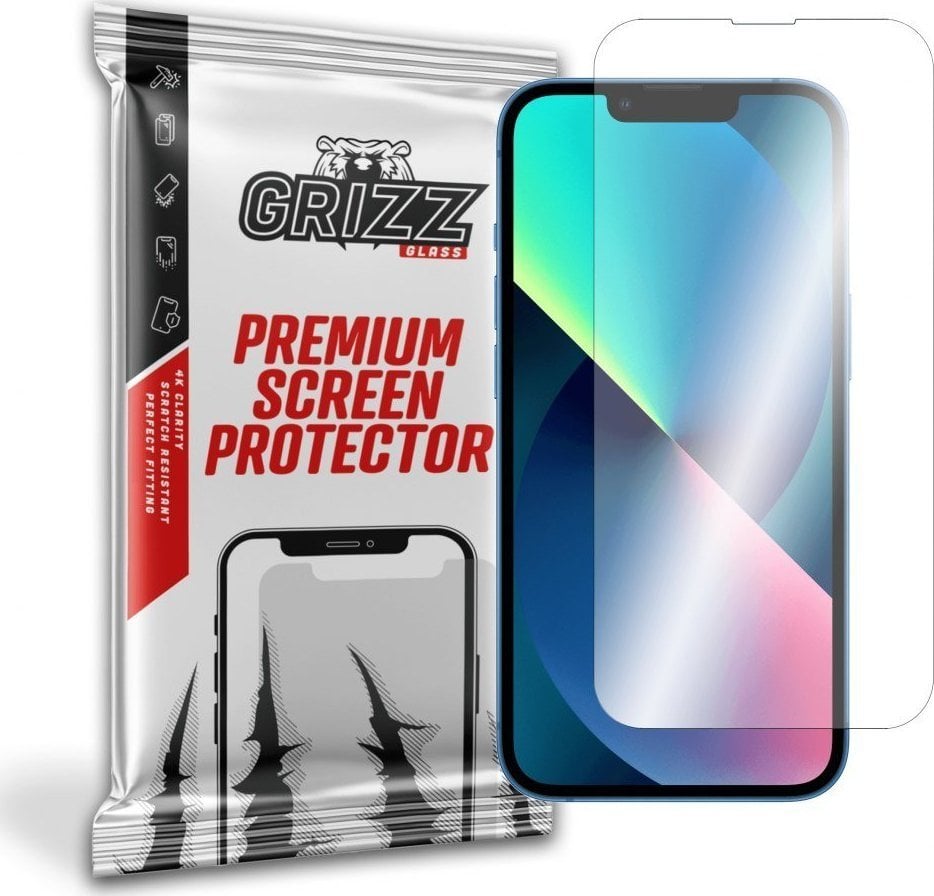 Folie protectie telefon, Grizz Glass, Hydrogel, Silicon, Compatibil cu Apple iPhone 13, Transparent