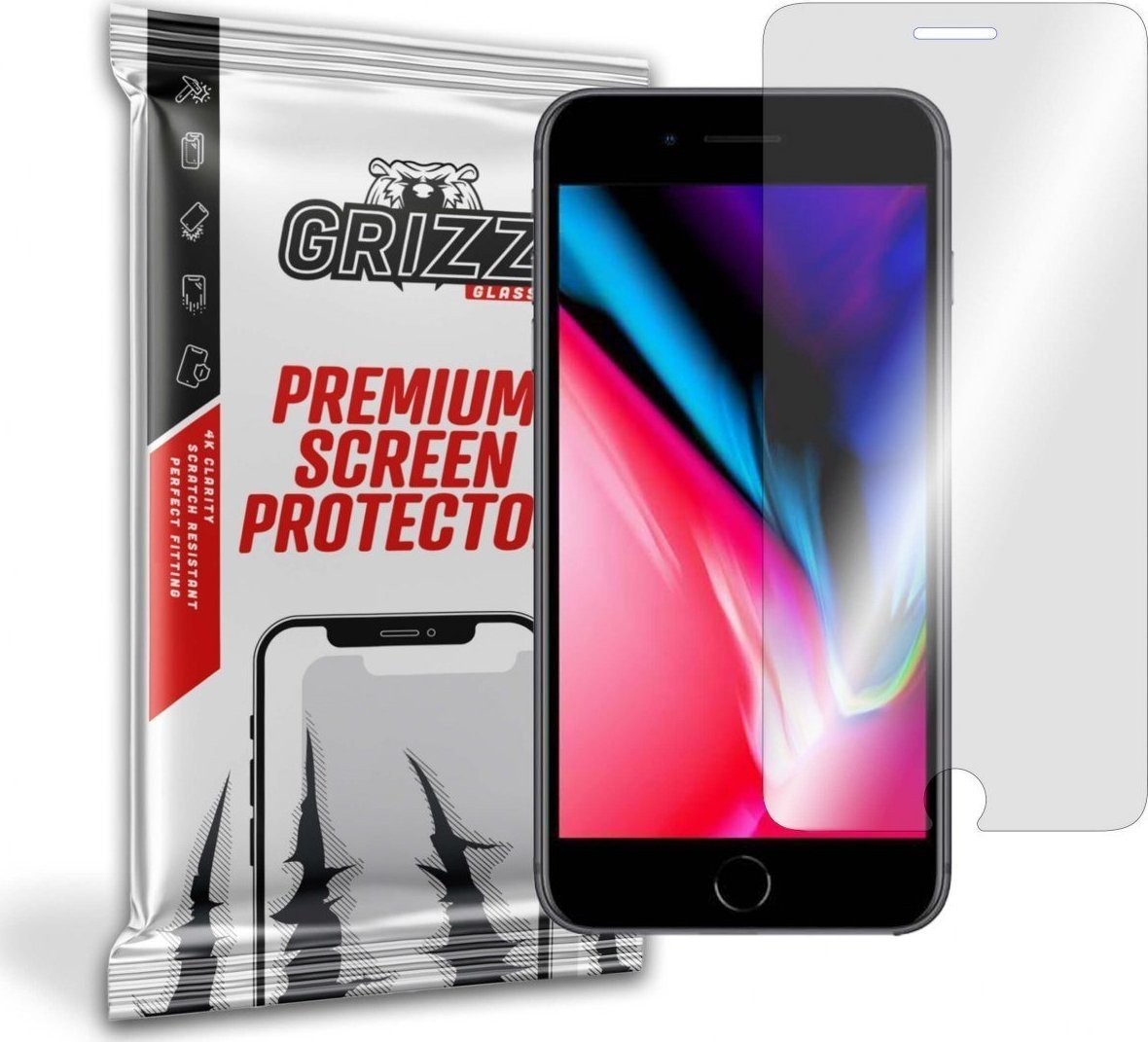 Folie protectie telefon, Grizz Glass, Sticla, Compatibil cu Apple iPhone 7 Plus, Transparent