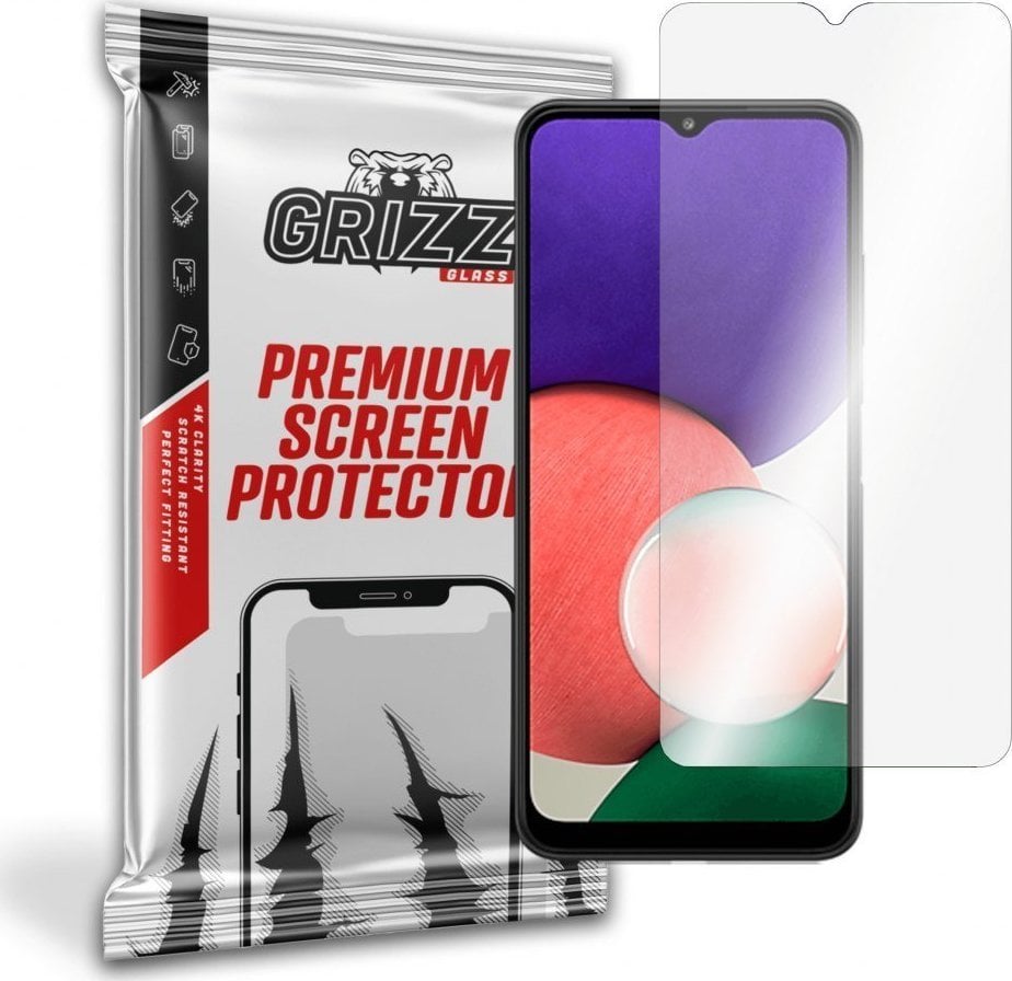 Folie protectie telefon, Grizz Glass, Sticla, Compatibil cu Samsung Galaxy A22 5G, Transparent