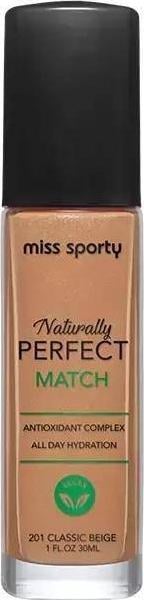 Fond de ten Miss Sporty Naturally Perfect Matching 201 Classic Beige, 30 ml