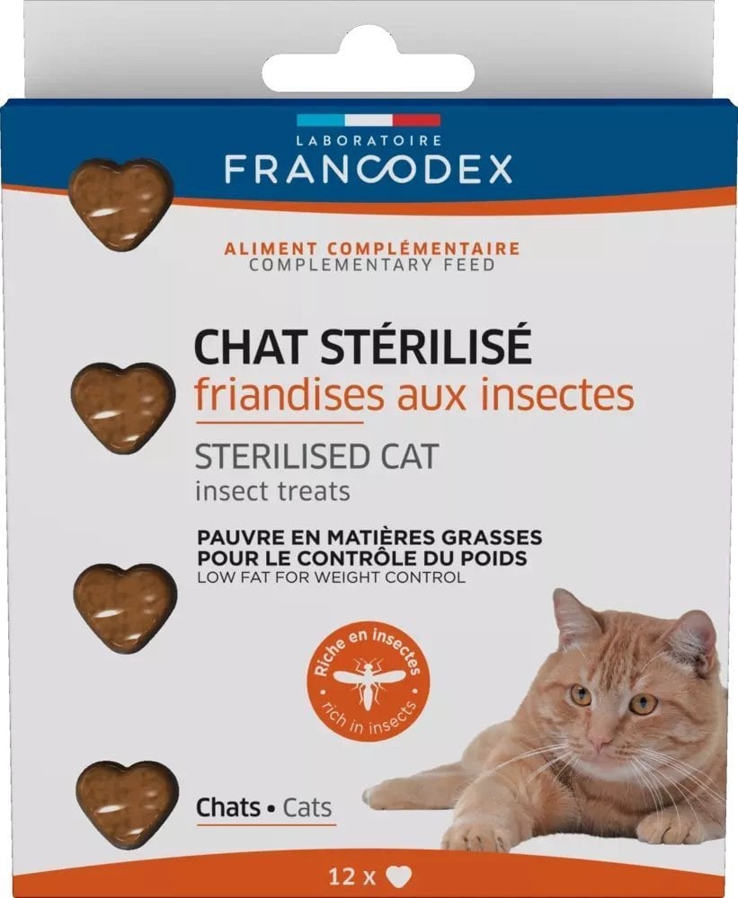 Francodex FRANCODEX Gustări cu insecte pentru pisici după sterilizare 12 buc.