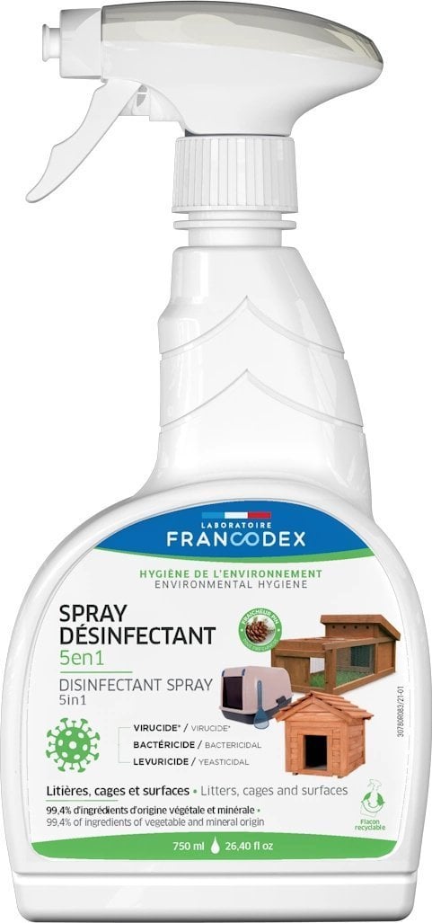 Francodex FRANCODEX Spray dezinfectant pentru gunoi, cuști și suprafețe pentru animale 750 ml