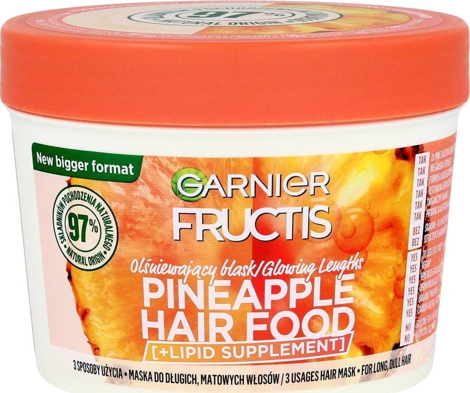 Fructis Hair Food Mask stralucire orbitoare pentru par lung si plictisitor - Ananas 400ml