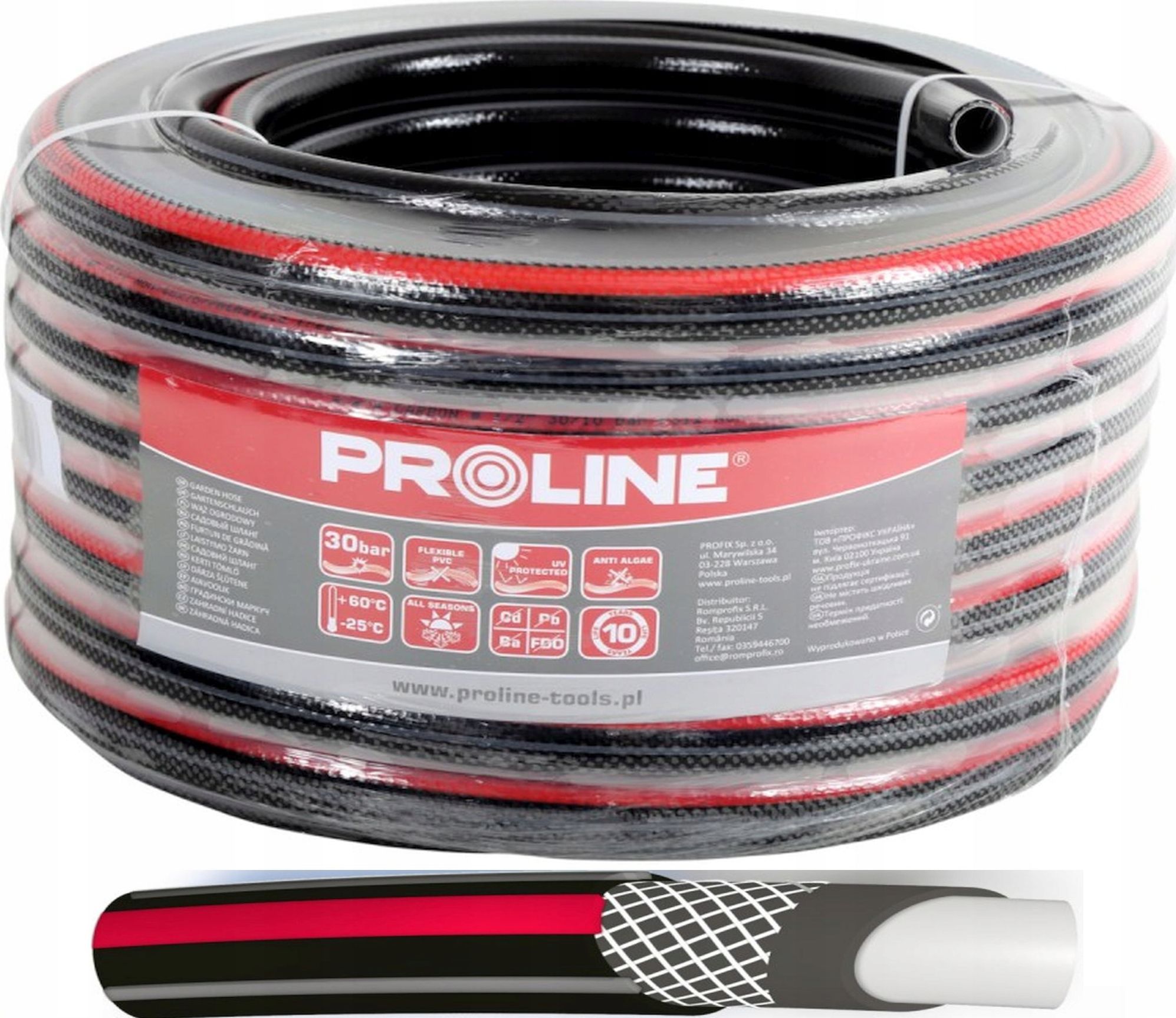 Furtun de apa Proline Premium, 4 straturi, 1/2 inch, lungime 30 m