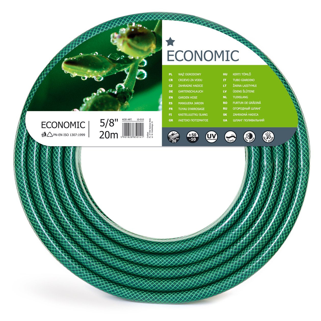 Furtun de gradina Cellfast Economic 10-010, 5/8 `, 20 m, Verde