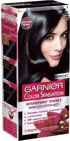 Garnier Color Sensation Krem koloryzujÄ…cy 1.0 Onyx Black- GÅ‚Ä™boka onyksowa czerÅ„