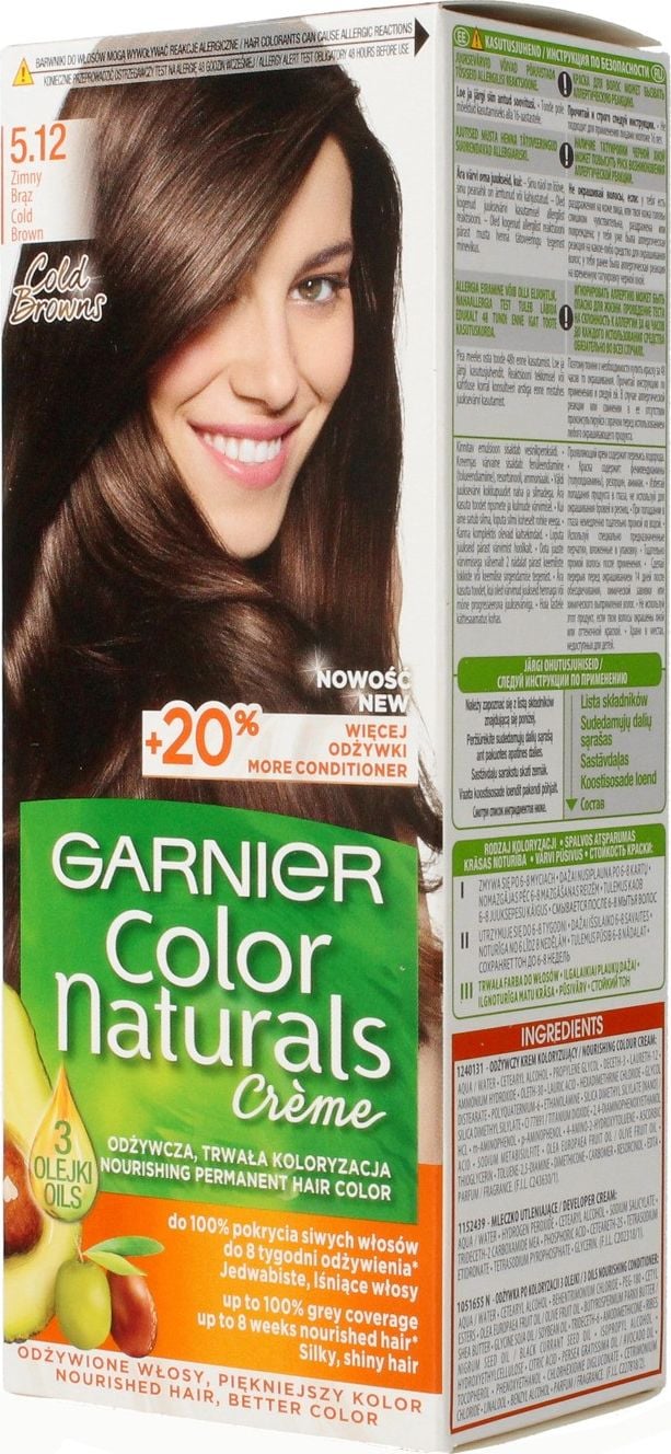 Vopsea de par, Garnier, Color Naturals, 5.12 Cold Brown