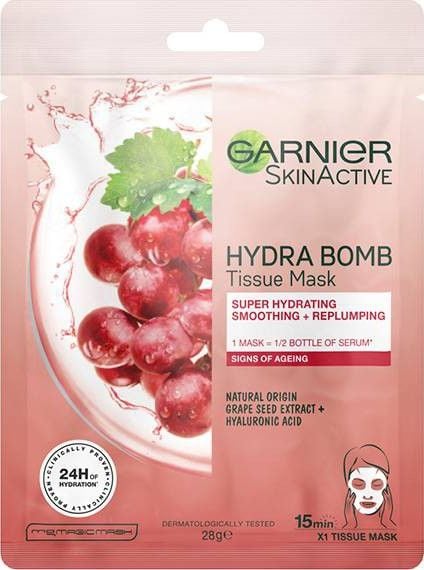 Garnier Garnier Skin Naturals Hydra Bomb Mască de față cu extract de semințe de struguri de origine naturală 1buc
