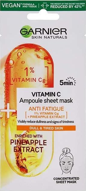 Masca servetel Garnier Skin Naturals Ampoule Anti-fatigue cu Ananas si vitamina Cg, 15 g