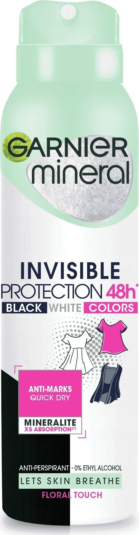 Deodorant antiperspirant spray Garnier Mineral Invisible Fresh pentru femei, 150 ml