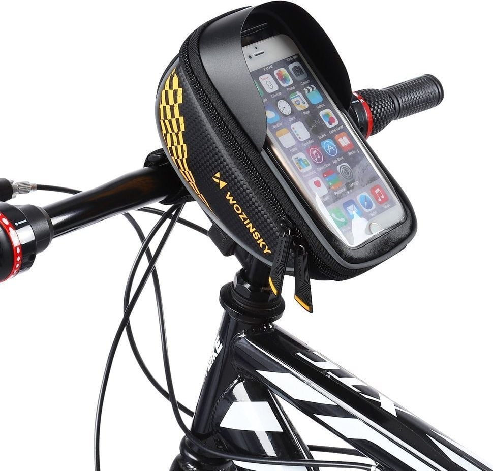 Geanta pentru bicicleta cu suport telefon Wozinsky WBB18BK, Montare pe cadru, Plastic, 113g, 11x15.8x29.5cm, Negru