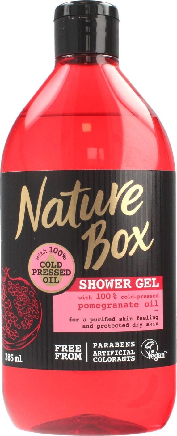 Gel de dus Nature Box cu ulei de rodie 100% presat la rece, vegan, 385 ml